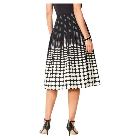 Talbots Black and White Geo Print Pleated Midi Skirt Sz 16P - Picture 2 of 5